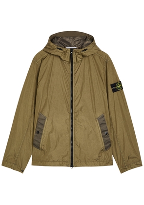 Stone Island Hooded Crinkled Shell Jacket - Green - S