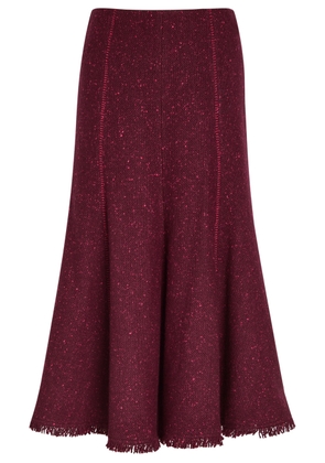 Gabriela Hearst Amy Speckled Wool and Cashmere-blend Midi Skirt - Bordeaux - 44 (UK12 / M)