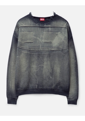 Frayed denim-effect jumper