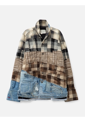 Mixed Plaid Shawl Collar