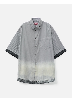 S-Trax Distressed striped short-sleeve shirt