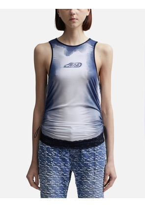 LISA WATERCOLOUR SPRAYED LOGO SHIRRING TOP