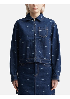 Zipped Cropped Denim Jacket