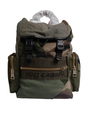 Military Green Patchwork Travel Backpack Bag