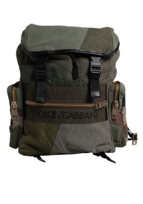 Military Green Patchwork Travel Backpack Bag
