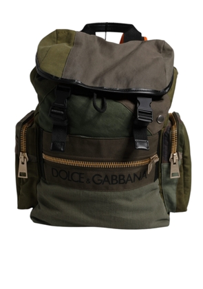 Military Green Patchwork Travel Backpack Bag