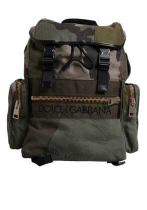 Military Green Patchwork Travel Backpack Bag