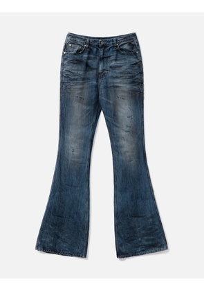 Oil Stained Wrinkled Wide Flare Jeans