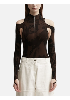 CUT-OUT PRINTED SCULPTING BODYSUIT