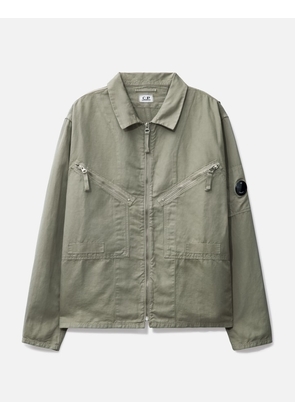 Cotton-Linen Blend Full Zip Overshirt
