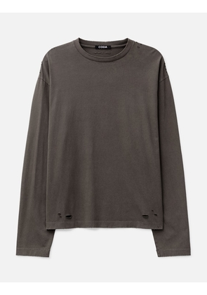 Faded Grey Aging Damaged Long Sleeve T-Shirt