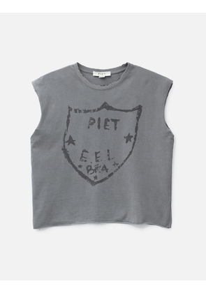 Oversized Raw Edge Sleeveless T-Shirt