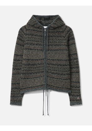 Fair Isle Felted Knit Zip Up Hoodie