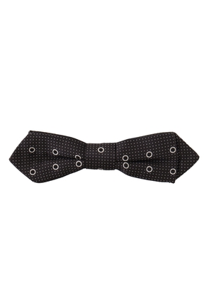 Dolce & Gabbana Black White Polka Dot 100% Silk Neck Papillon Tie