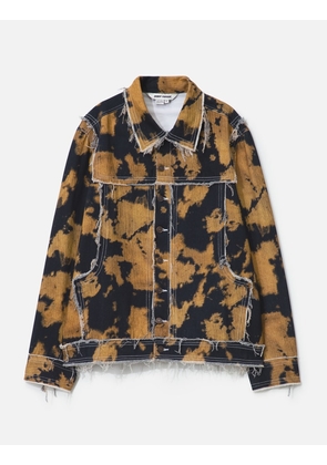 Bleached Effect Raw Edge Denim Jacket