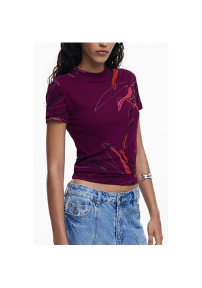Desigual Purple Elastane T-Shirt - XS