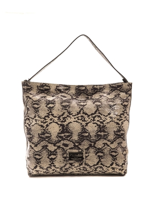 Pompei Donatella Gray Leather Shoulder Bag