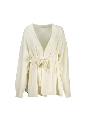 White Acrylic Women Cardigan - S