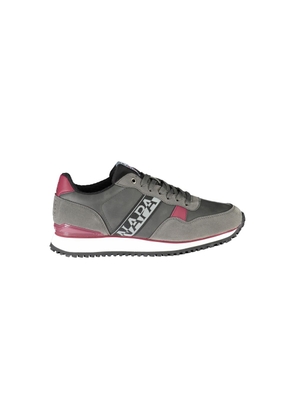 Elegant Gray Lace-Up Sneakers with Contrast Accents - EU44/US11