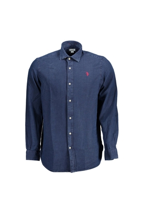 Blue Cotton Men Shirt - XXL