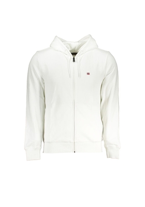 Elegant White Cotton Hooded Sweatshirt - S
