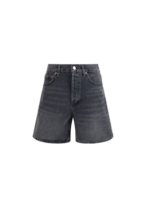 Agolde Black Cotton Bermuda Shorts - W24