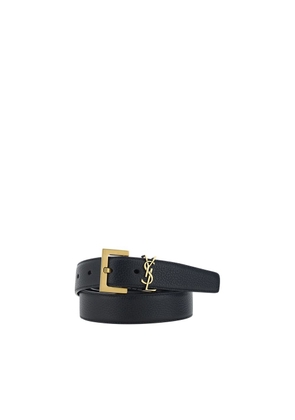Saint Laurent Black Calf Leather Bos Taurus Regular Belt - 100 cm / 40 Inches