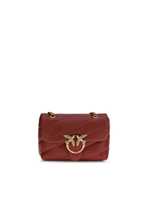 PINKO Bordeaux Calf Leather Bos Taurus Shoulder Bag