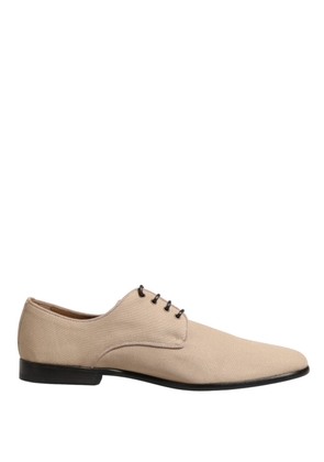 Dolce & Gabbana Beige Canvas Derby Lace Up Dress Men Shoes - EU44/US11
