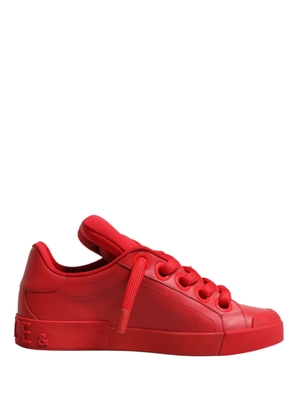 Dolce & Gabbana Red Leather Lace Up Low Top Sneakers Shoes - EU44/US11