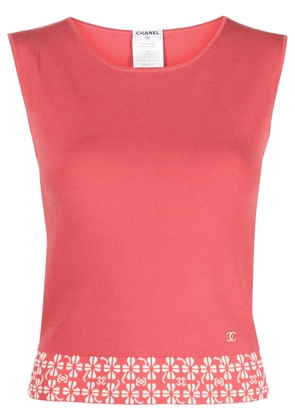 CHANEL Pre-Owned 2001 CC clover-jacquard sleeveless top - Pink