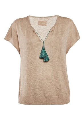 Zadig&Voltaire 2024 tassel-detail linen-blend top - Neutrals