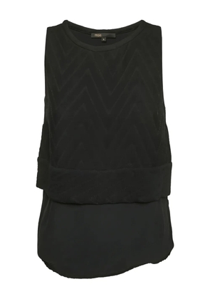 Maje crew-neck chevron-pattern top - Black