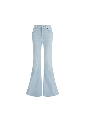 Haikure Light Blue Cotton Flared Jeans - 26