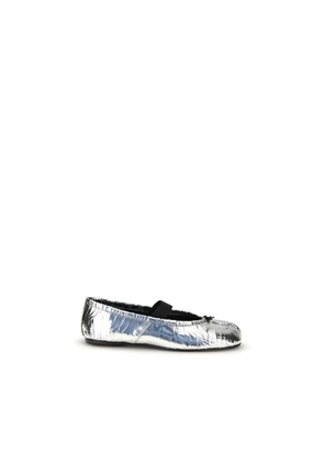 Margiela Silver Calf Leather Bos Taurus Ballet Flats - EU36/US6
