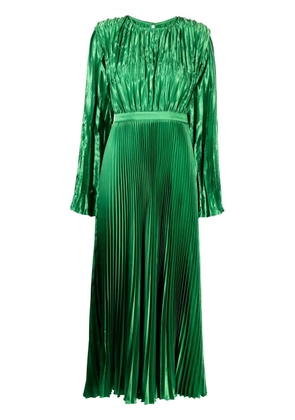 L'IDÉE long-sleeve plissé maxi dress - Green