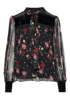 NISSA floral polka-dot top - Black