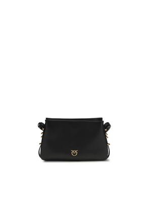 PINKO Black Calf Leather Bos Taurus Shoulder Bag