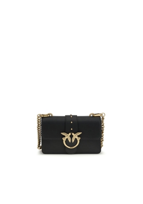 PINKO Black Calf Leather Bos Taurus Shoulder Bag