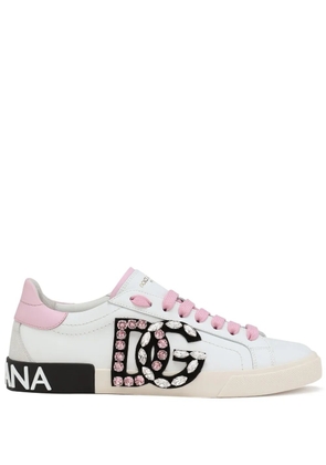 Dolce & Gabbana Portofino rhinestone-logo sneakers - White