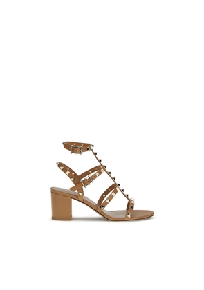 Valentino Garavani Beige Calf Leather Bos Taurus Strap-On Sandals - EU36/US6