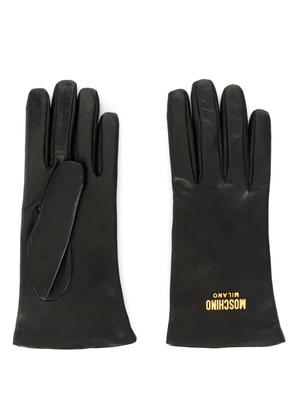 Moschino logo plaque gloves - Black