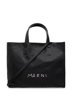 Marni logo-print leather tote bag - Black
