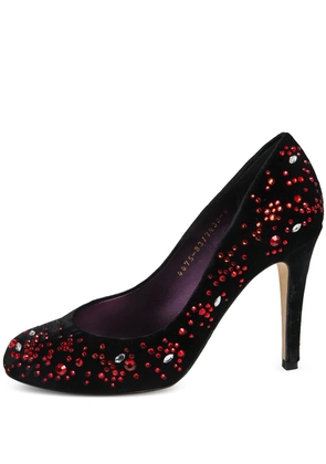Gina 100mm crystal-embellished velvet pumps - Black