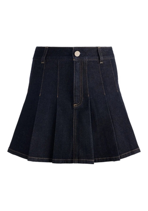 alice + olivia Suzie pleated denim mini skirt - Blue