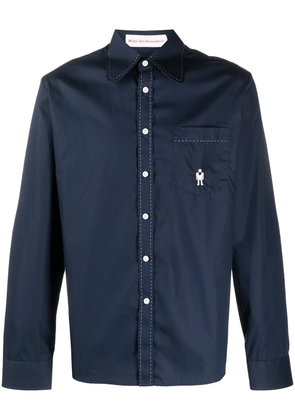 Walter Van Beirendonck Pre-Owned round embroidery shirt - Blue