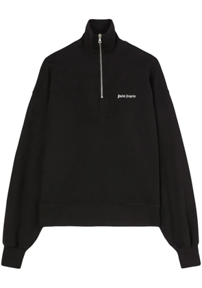 Palm Angels logo-embroidered half-zip sweatshirt - Black