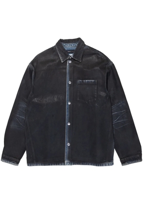 Purple Brand logo-embossed coated shirt jacket - Black