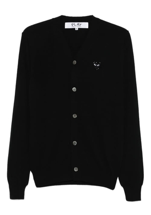 Comme Des Garçons Play heart-emblem rhinestone-embellishment cardigan - Black