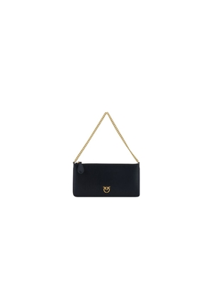 PINKO Black Calf Leather Bos Taurus Shoulder Bag